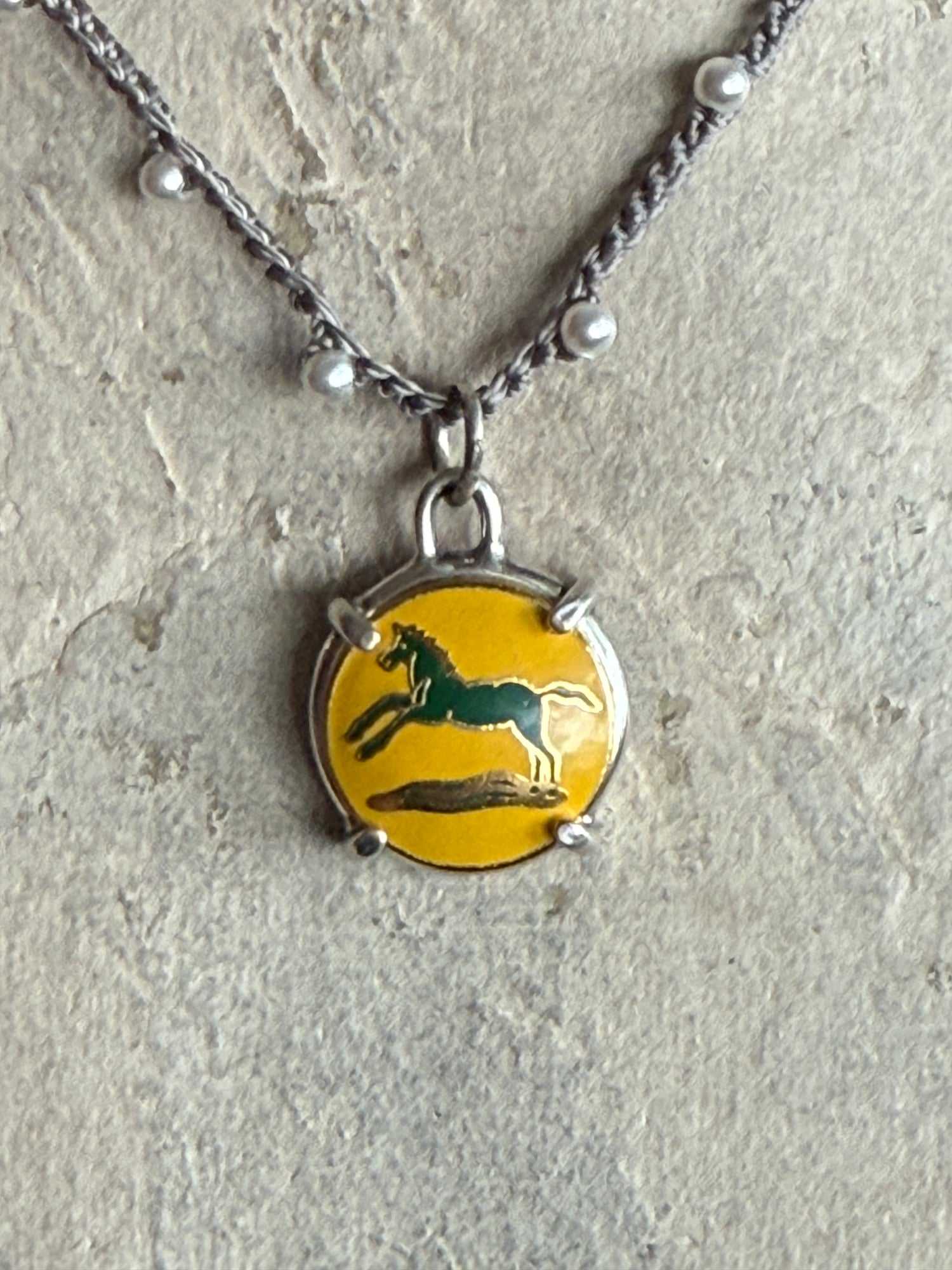 Little Lovely Yellow Enamel Horse Necklace