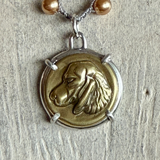 Golden Retriever Dog Button Necklace