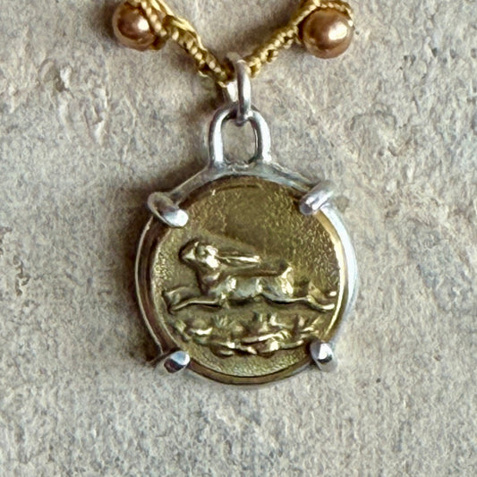 Little Lovely Hopping Hare Button Necklace