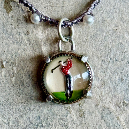 Little Lovely Golfing Button Necklace