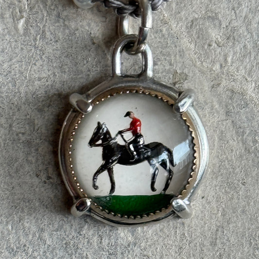 Little Lovely Prancing Horse Button Necklace