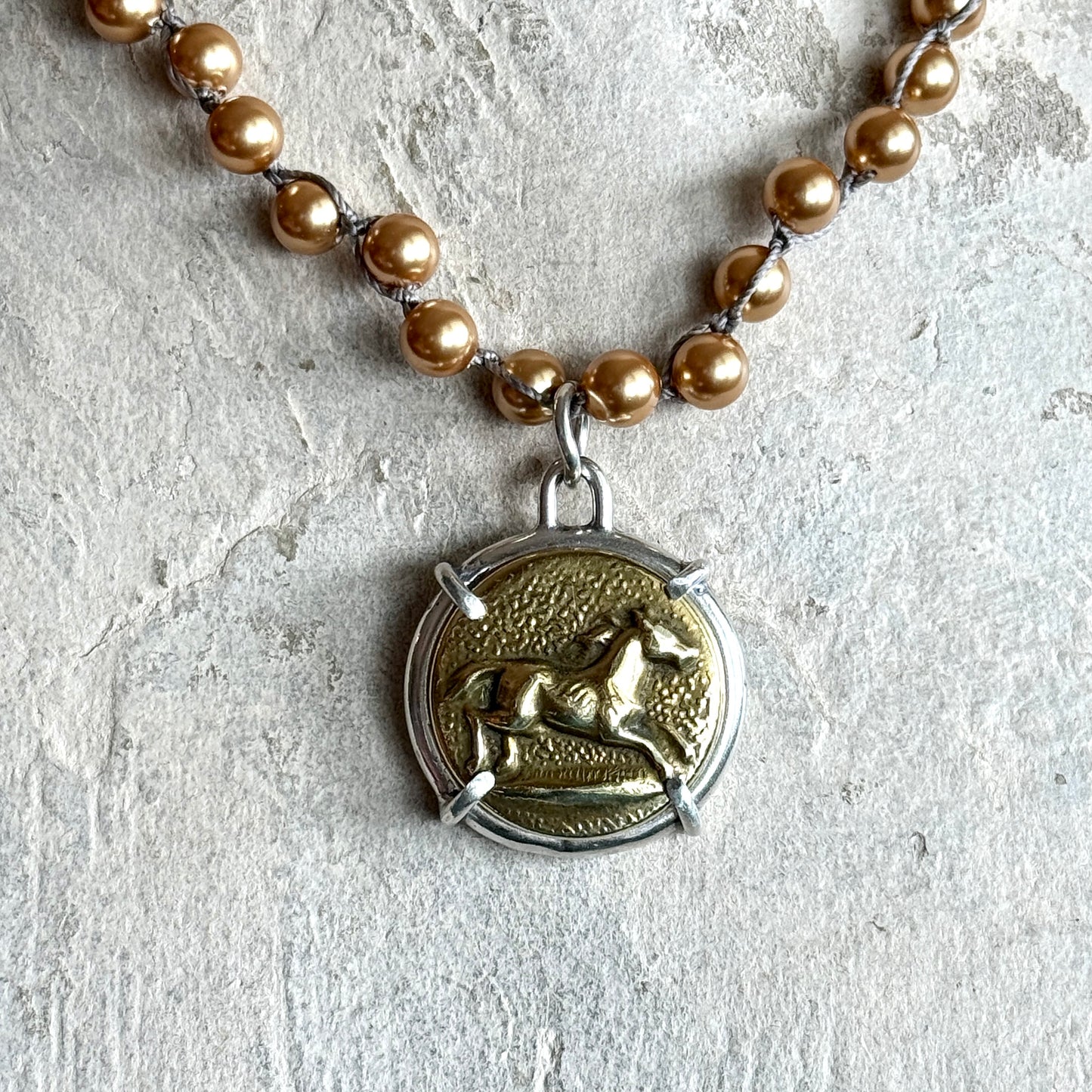 Classical Galloping Horse Button Necklace