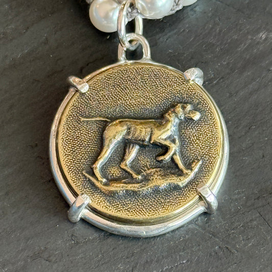 Classical Hunting Hound Dog Button Necklace