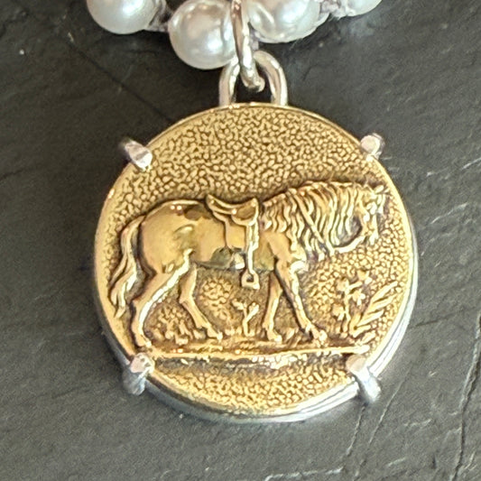 Classical Fell Pony Horse Button Necklace