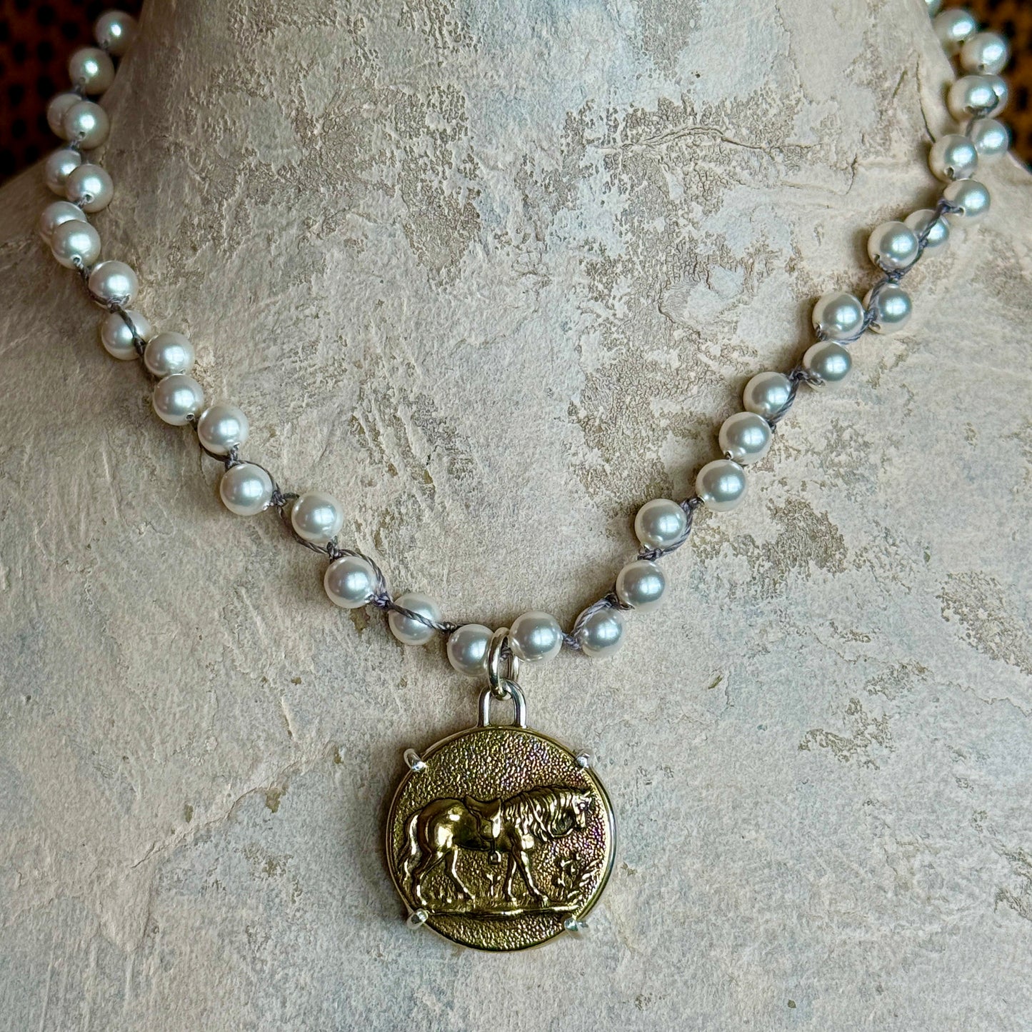 Classical Fell Pony Horse Button Necklace