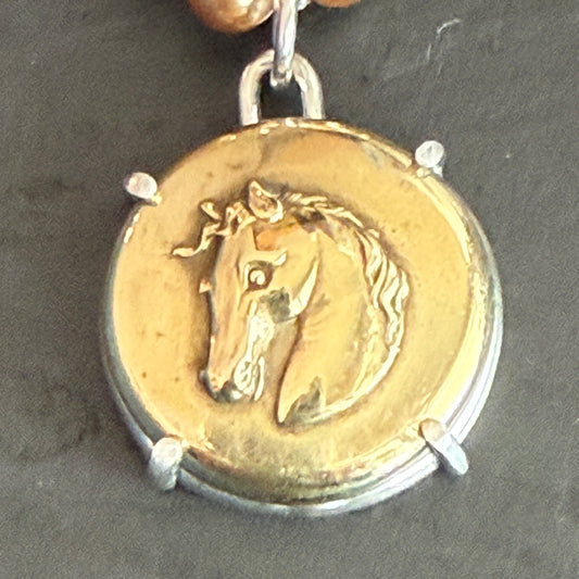 Classical Brass Horse Head Button Necklace