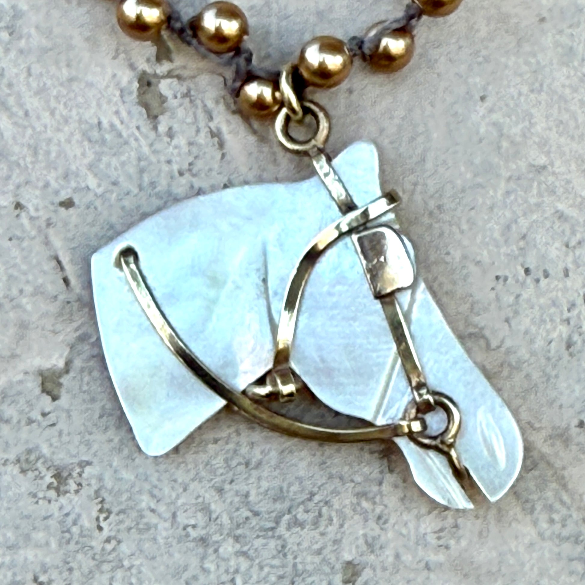 Mother-of-Pearl Horse Head on Gold Pearl Necklace