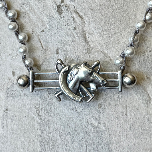 Sterling Gate on Pearls Necklace
