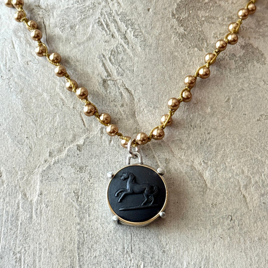 Jasperware Jumper on Pearls Necklace