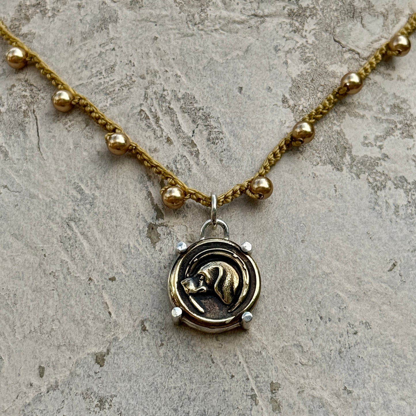 Little Lovely Hound in Horseshoe Button Necklace