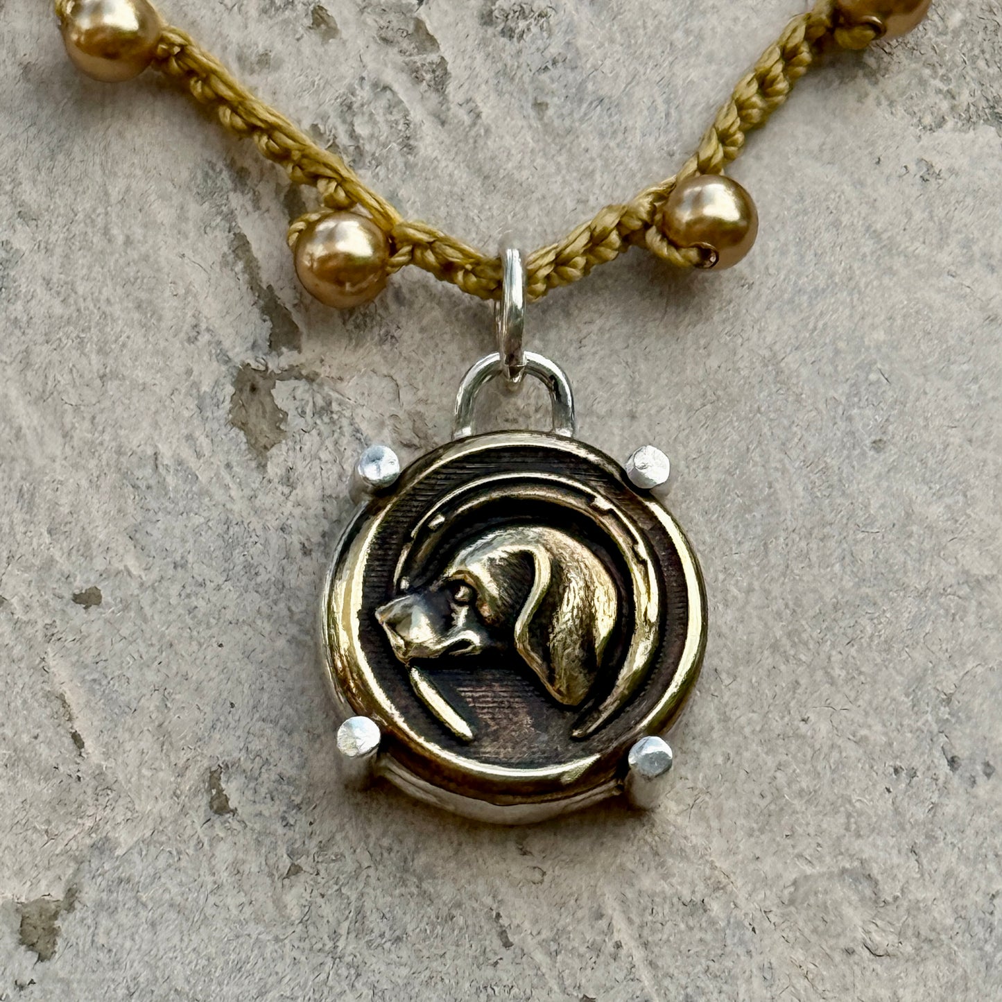 Little Lovely Hound in Horseshoe Button Necklace