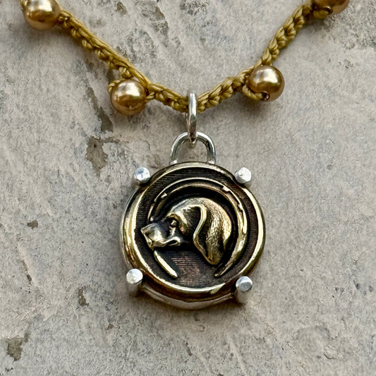 Little Lovely Hound in Horseshoe Button Necklace