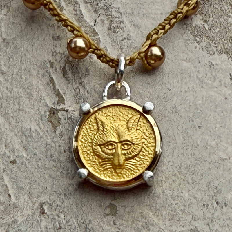 Little Lovely Gilded Fox Mask Button Necklace