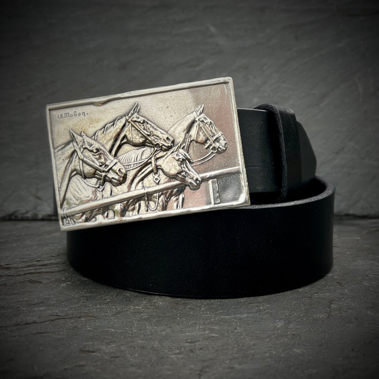 Four Horse Heads Belt Buckle (fits 1.5" belt)