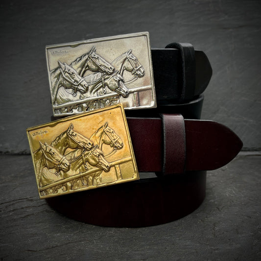 Four Horse Heads Belt Buckle (fits 1.5" belt)