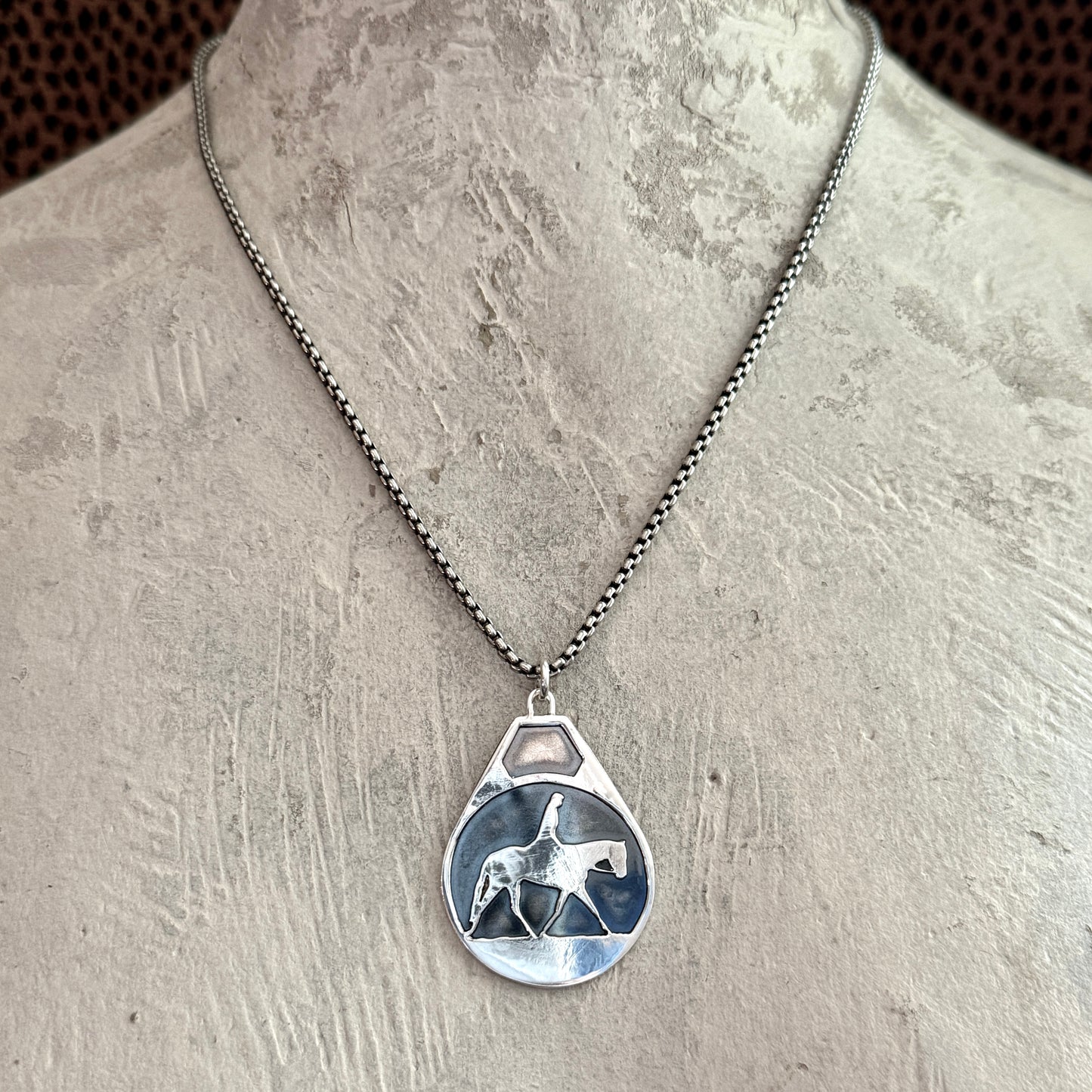 Sterling Horse and Rider Silhouette on Sterling Chain