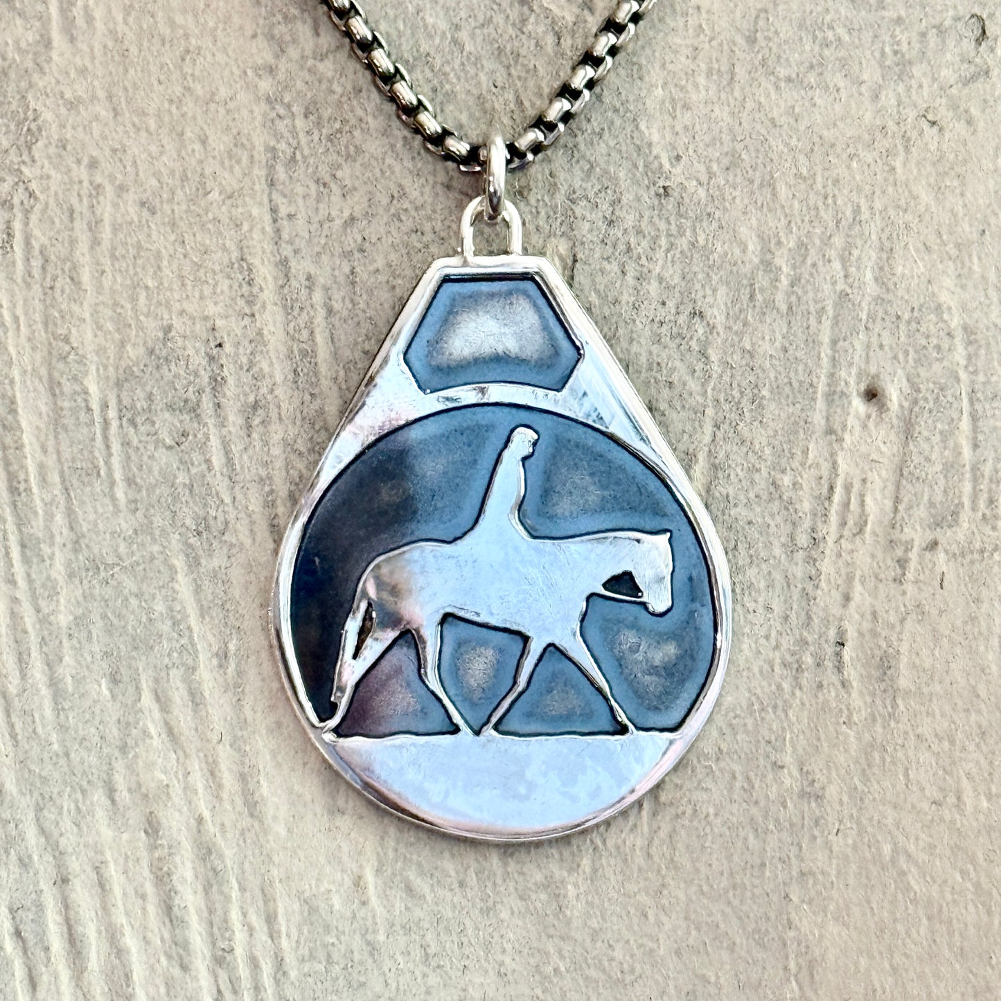 Sterling Horse and Rider Silhouette on Sterling Chain