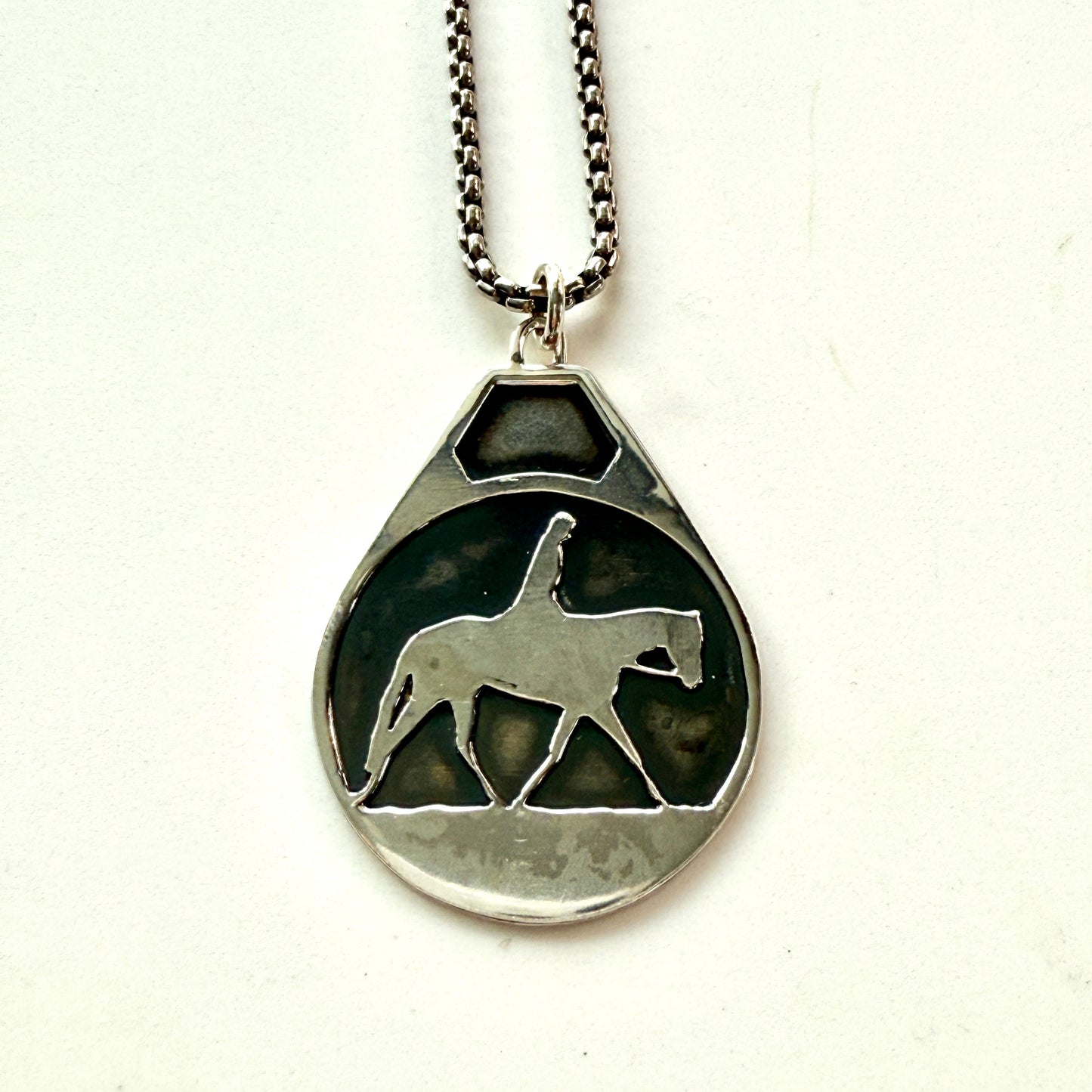 Sterling Horse and Rider Silhouette on Sterling Chain