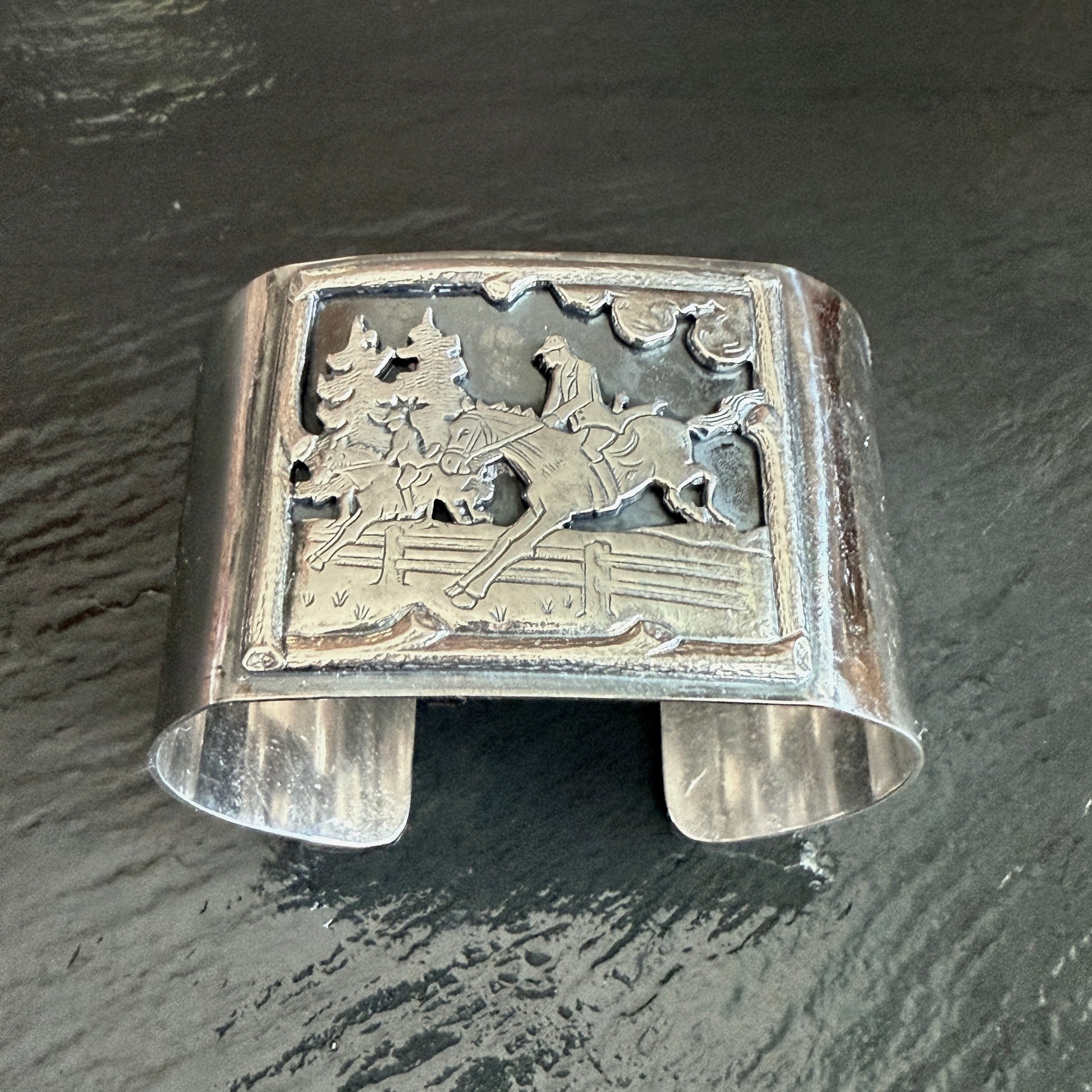 Sterling Jumping Horses Cuff Bracelet