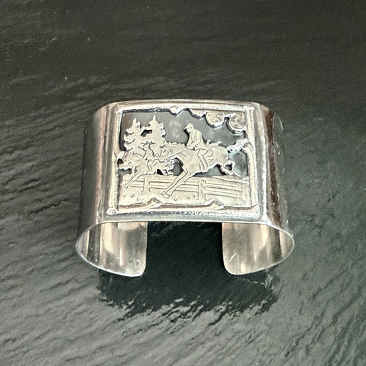 Sterling Jumping Horses Cuff Bracelet