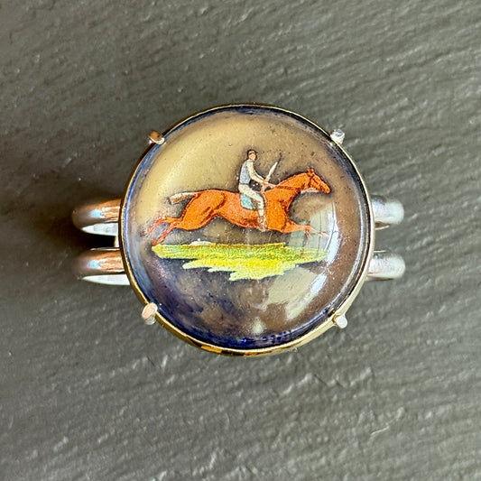 Beautiful Race Horse Rosette Cuff Bracelet