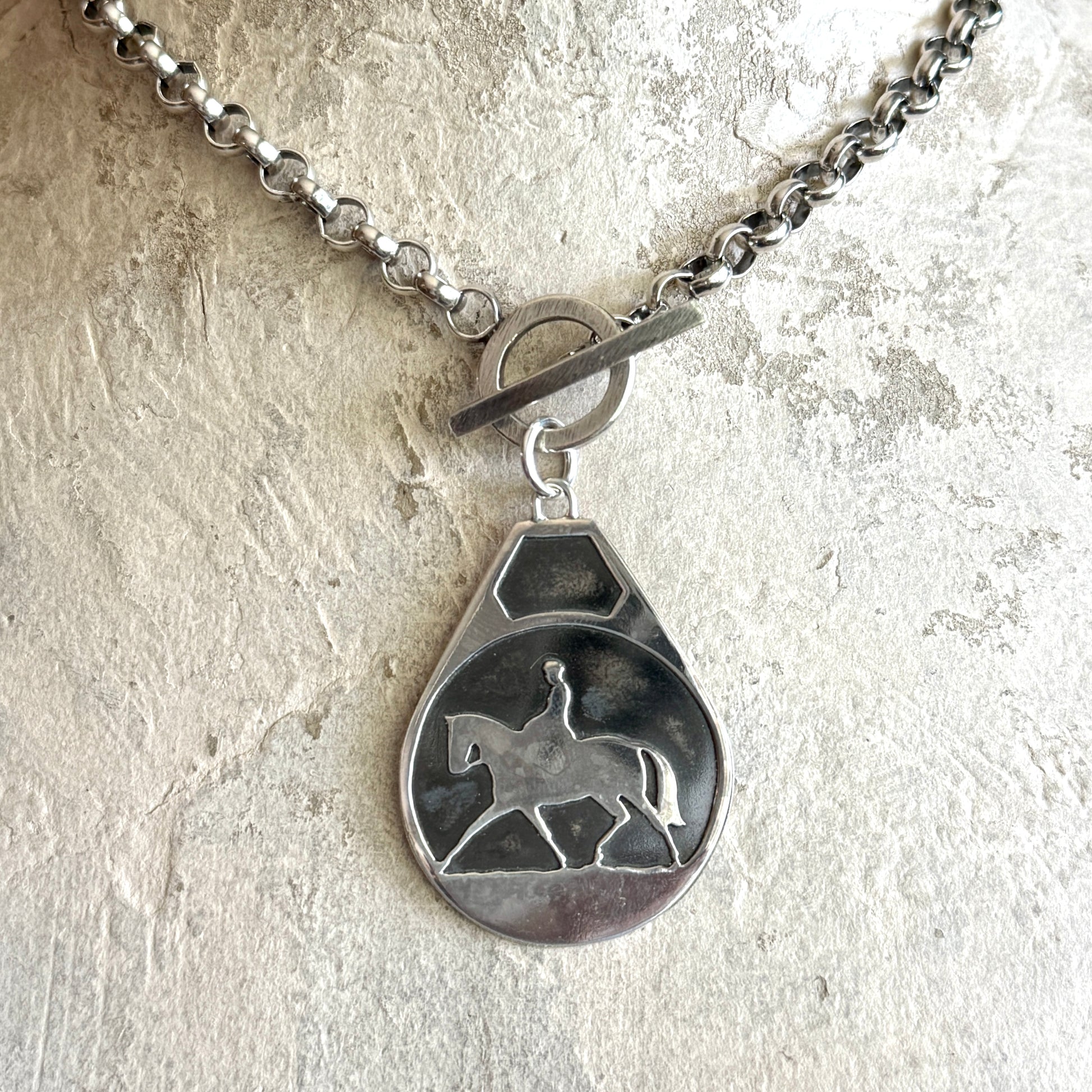 Sterling Rolo Chain with Trotting Horse Pendant