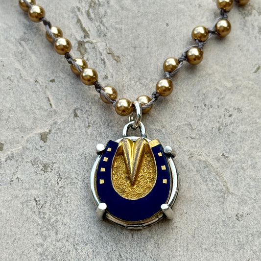 Gilded Enamel Horseshoe Necklace