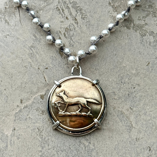 Lovely Livery Fox Button Necklace