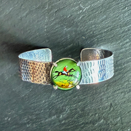 Sterling Green Crystal Jumper Cuff Bracelet