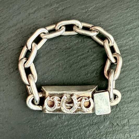 Heavy Sterling Triple Horshoe Cuff Bracelet
