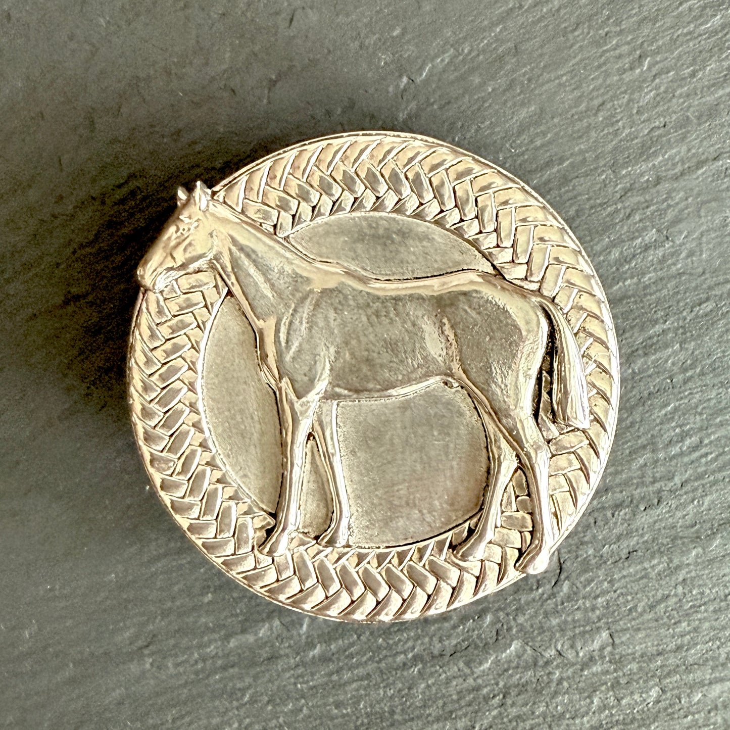 Basketweave Horse Belt Buckle (fits up to 1.5" belt)