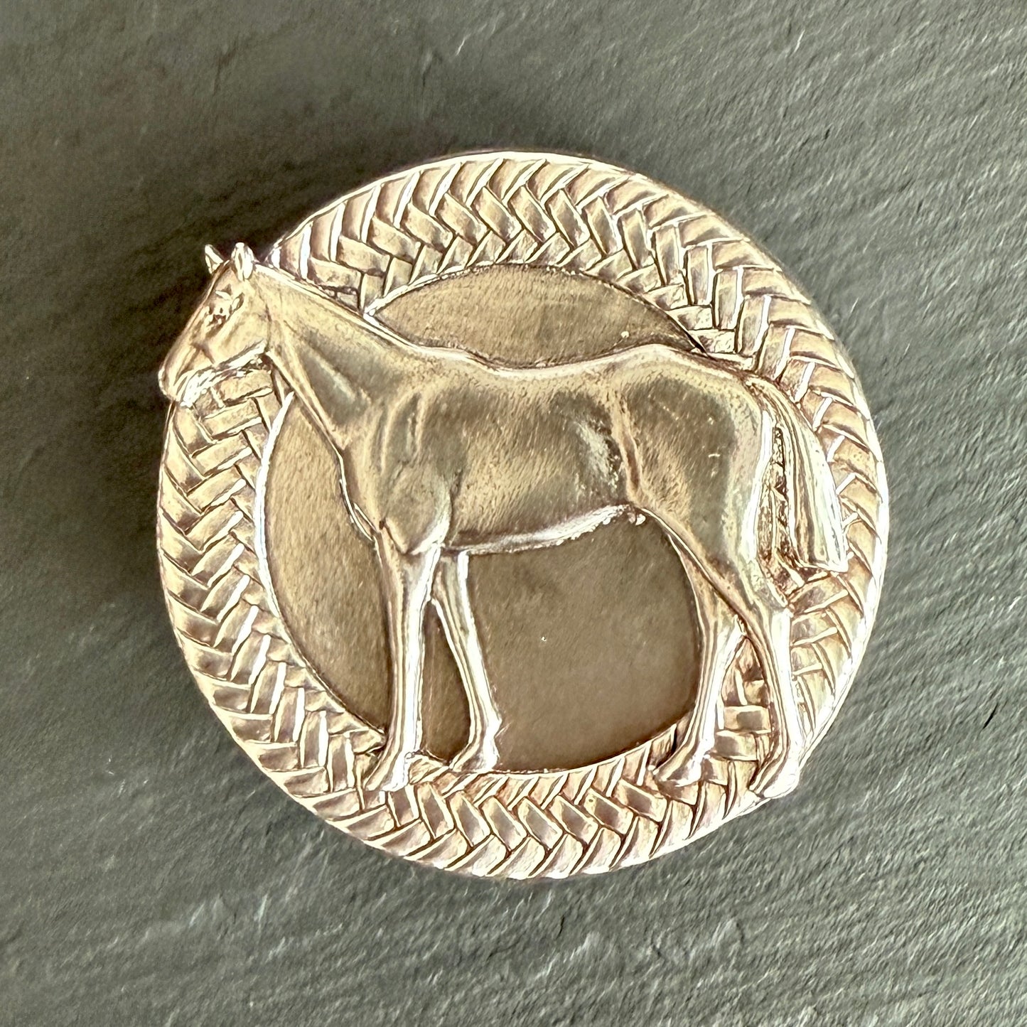 Basketweave Horse Belt Buckle (fits up to 1.5" belt)