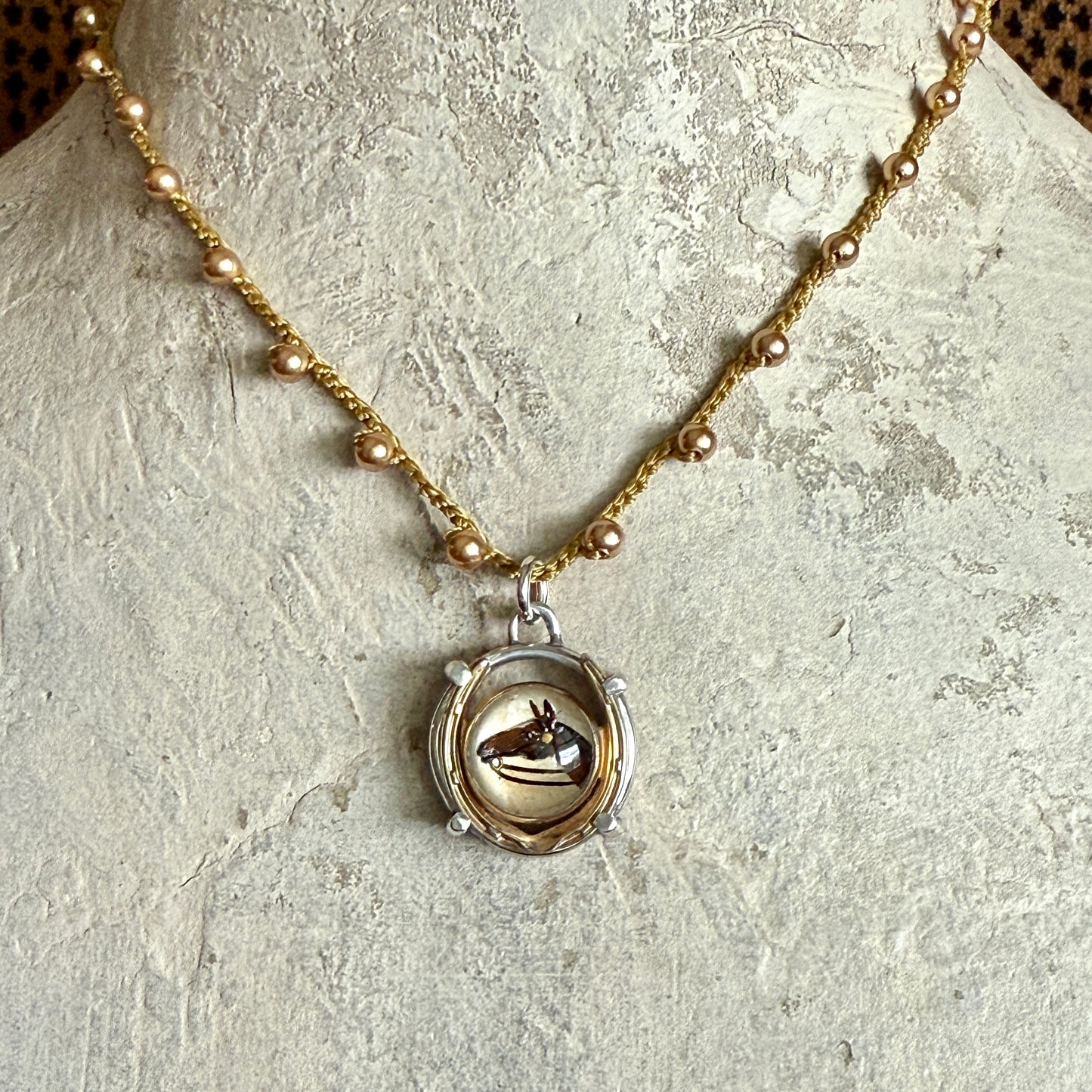 Little Lovely Crystal Horse Head in Horseshoe Necklace