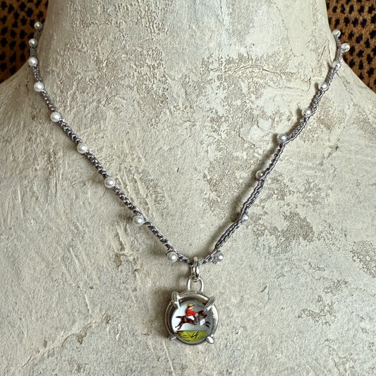 Little Lovely Crystal Leaping Horse Necklace