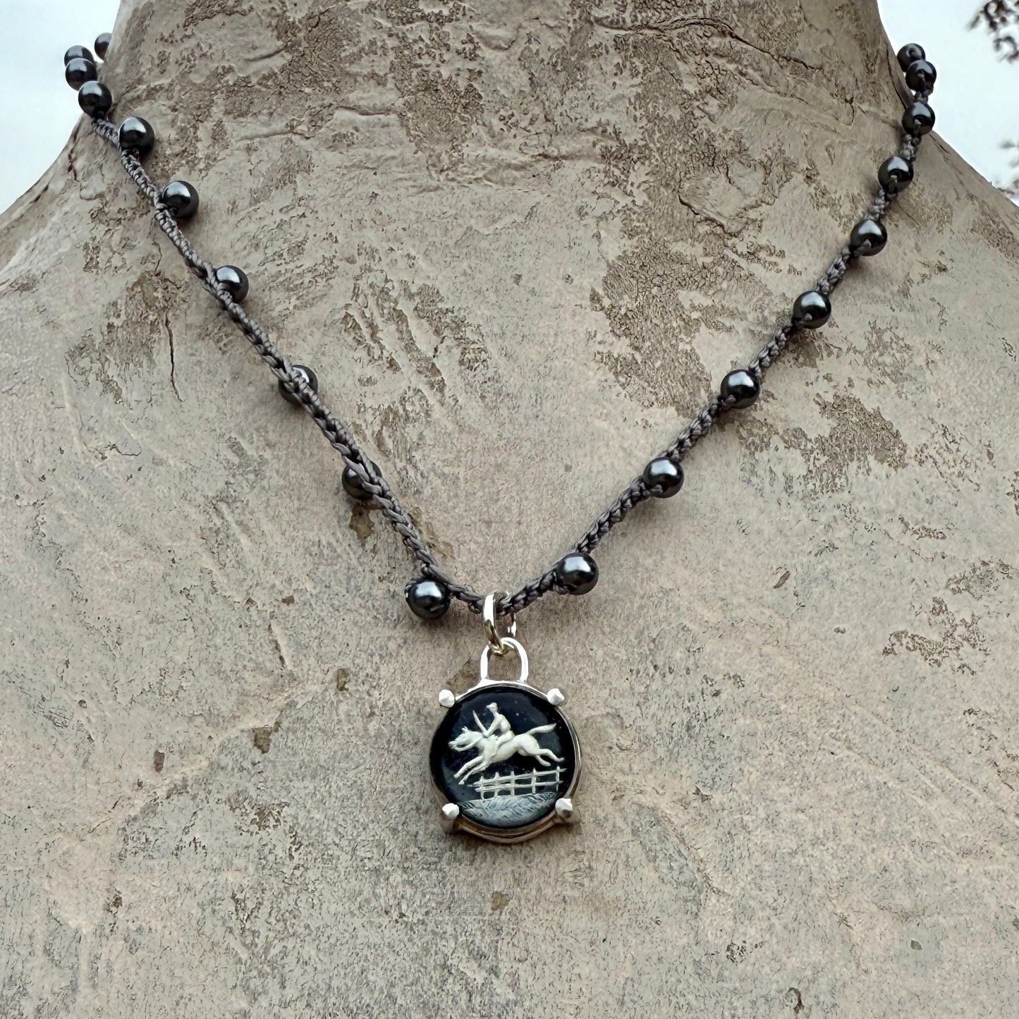 Little Lovely Black Crystal Jumping Horse Necklace