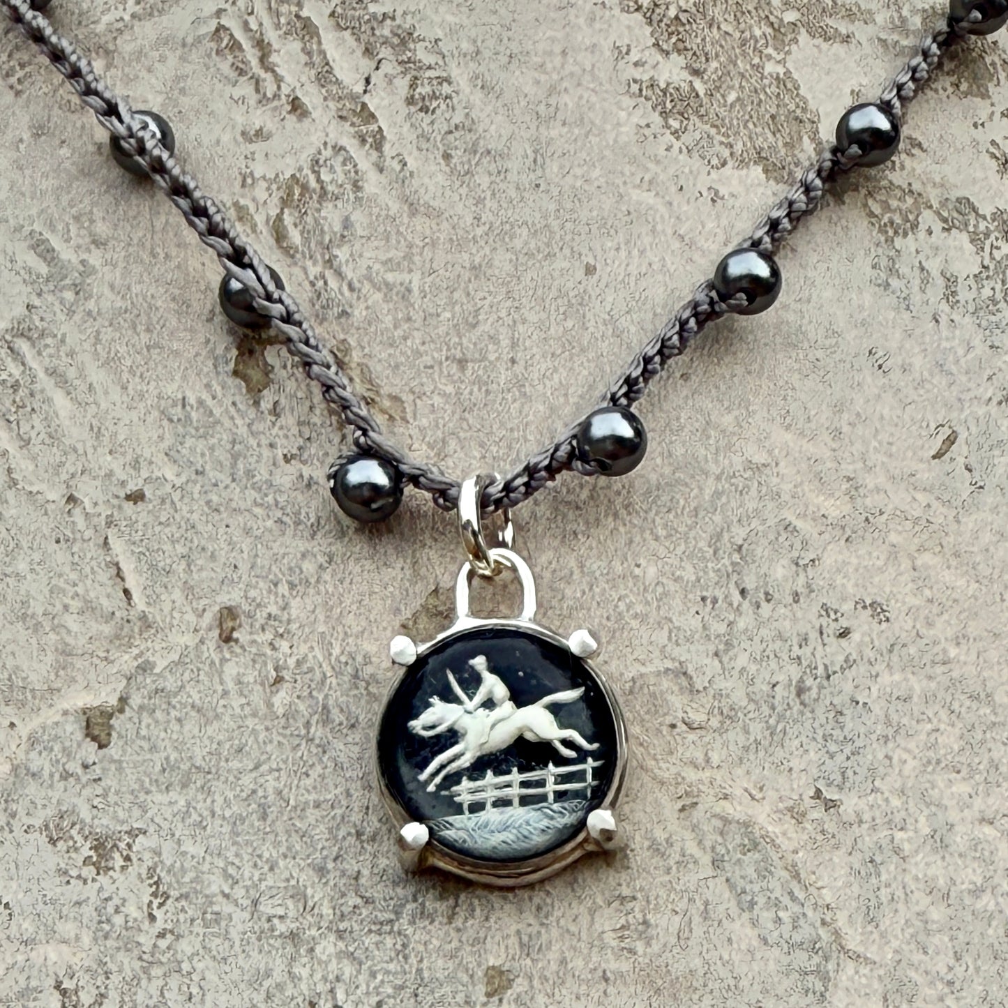 Little Lovely Black Crystal Jumping Horse Necklace