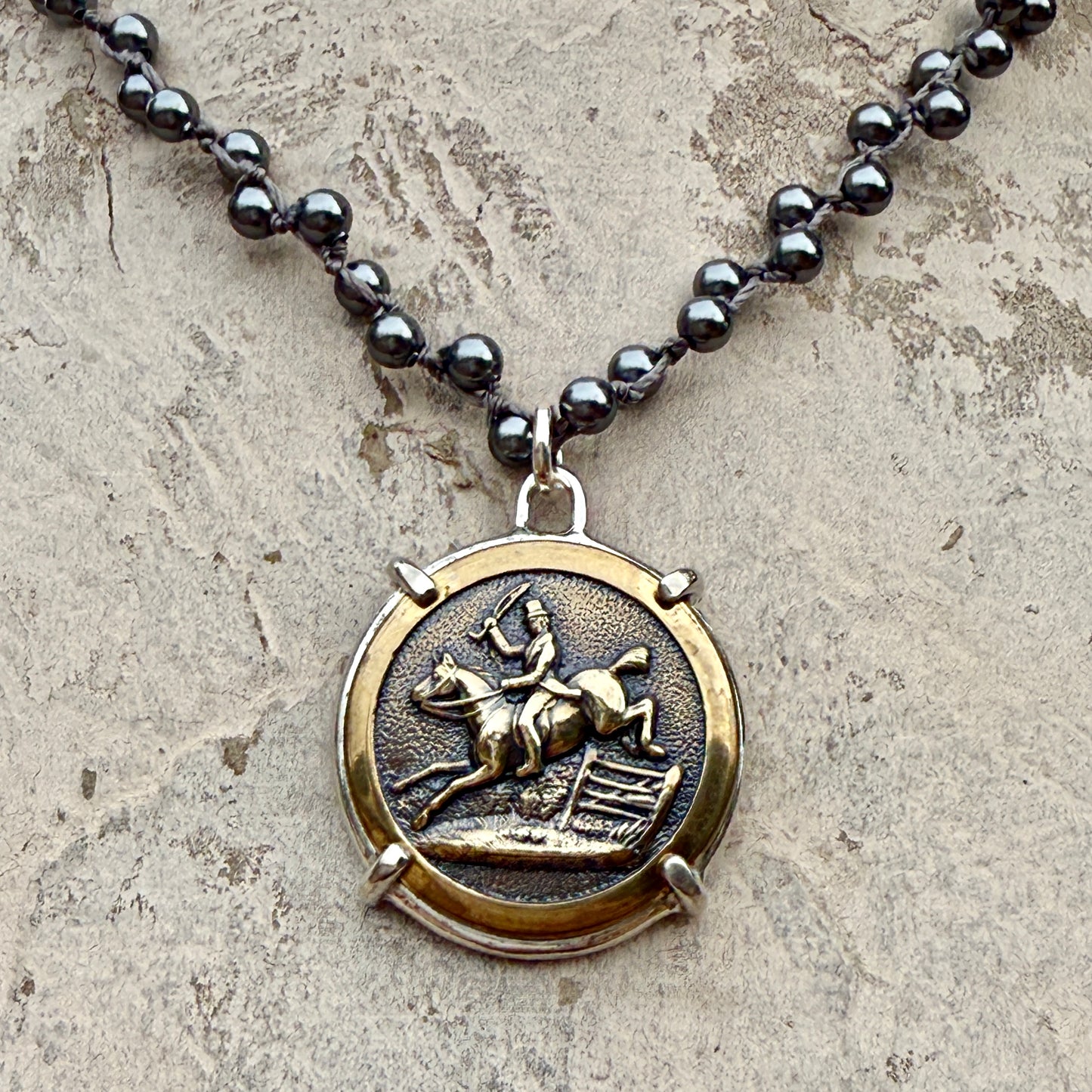 Vintage Handy Hunter Horse Button Necklace