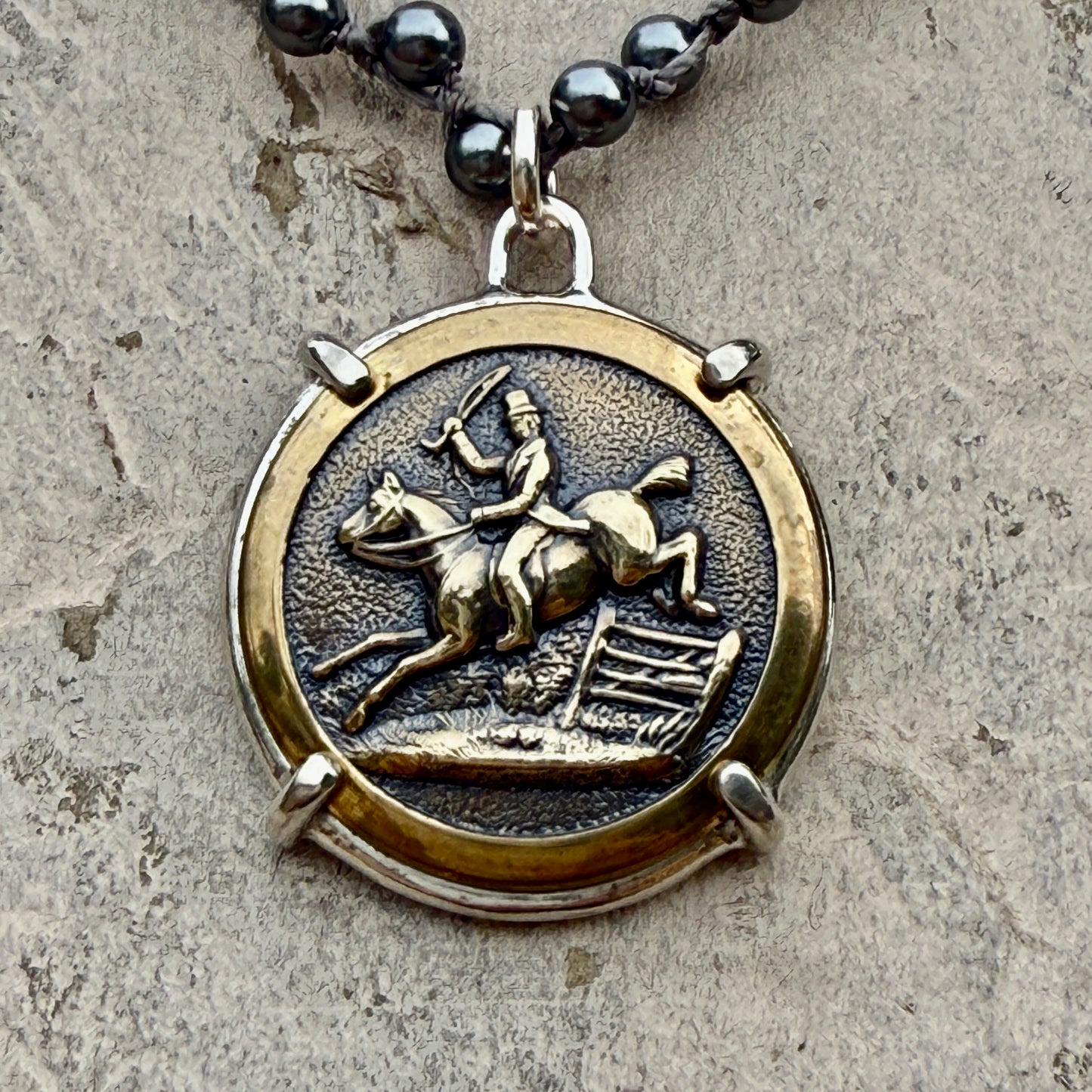 Vintage Handy Hunter Horse Button Necklace