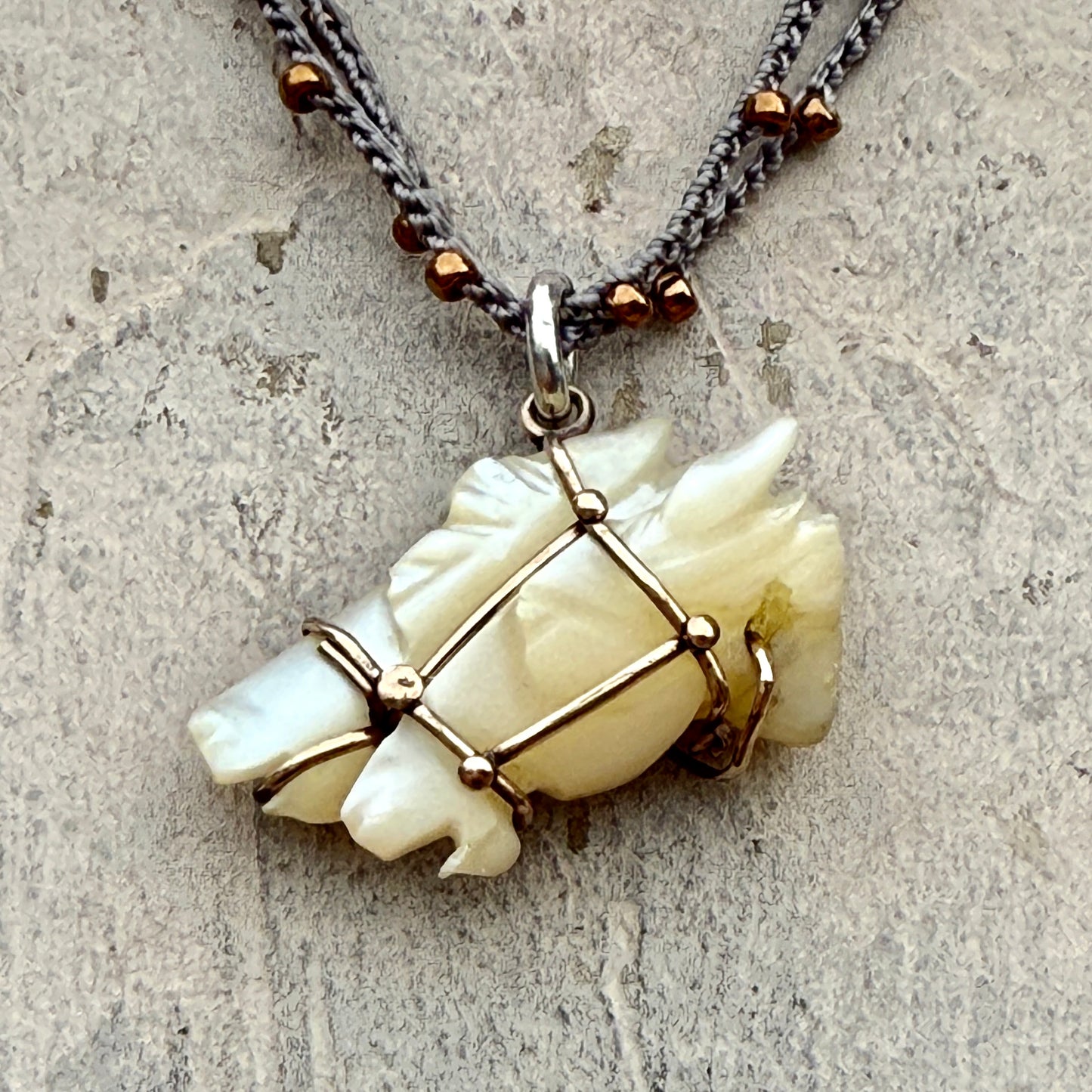 Mother-of-Pearl Horse Heads on Double Strand Necklace