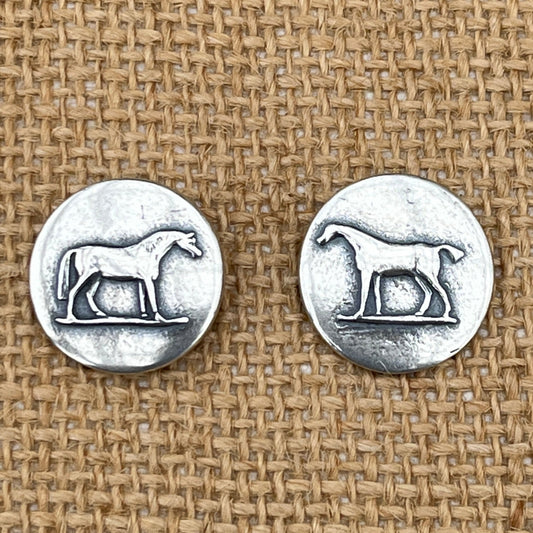 Sterling Silver Stubbs Asymmetrical Horse Earrings