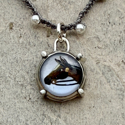 Little Lovely Crystal Horse Head Necklace Gold Accent