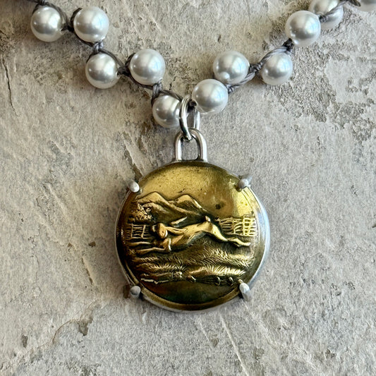 Hopping Hare Button Necklace