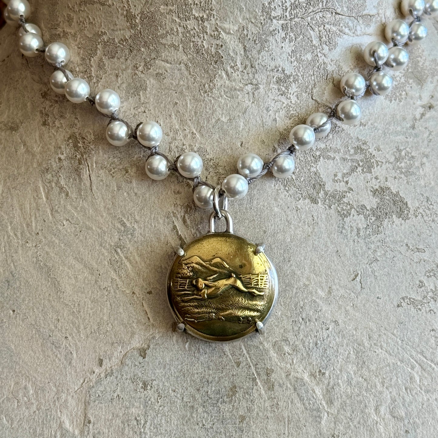 Hopping Hare Button Necklace