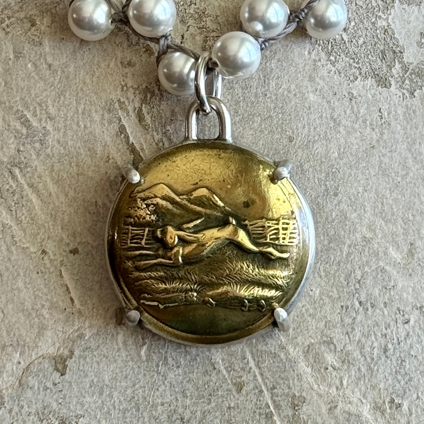 Hopping Hare Button Necklace
