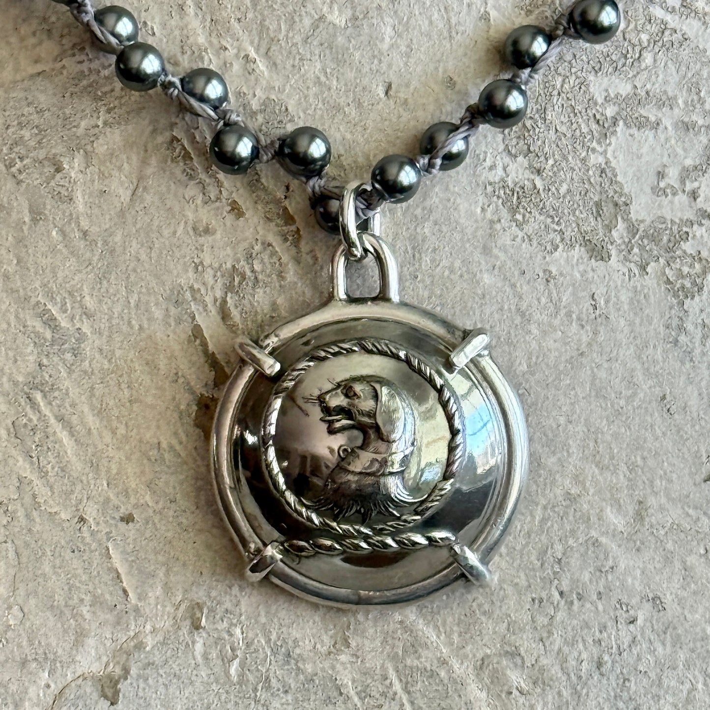 Fierce Dog Livery Button Necklace