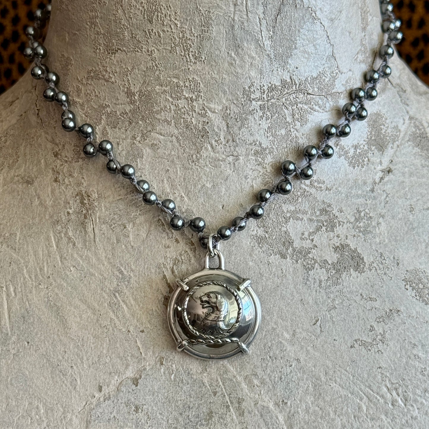 Fierce Dog Livery Button Necklace