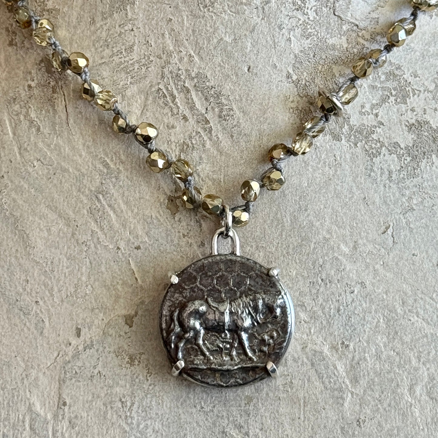 Classical Fell Pony Horse Button Necklace