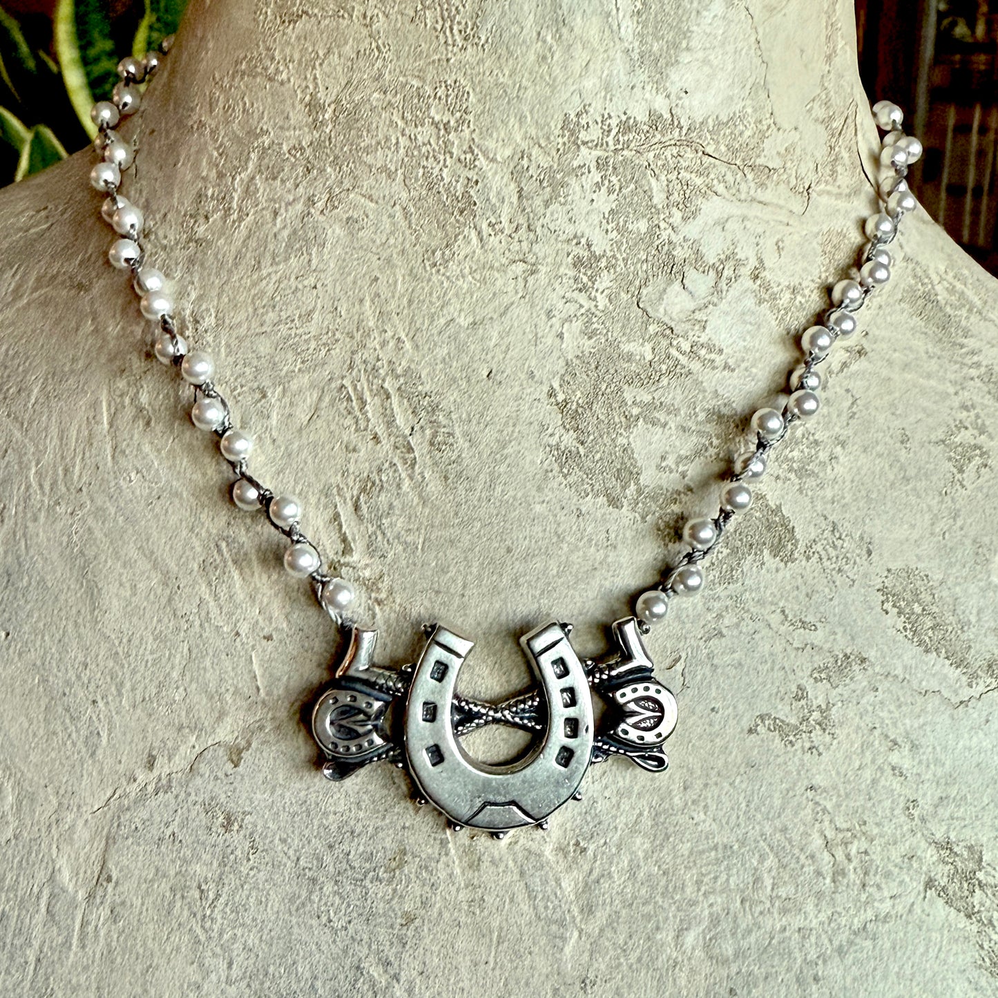 Triple Luck on Pearl Necklace