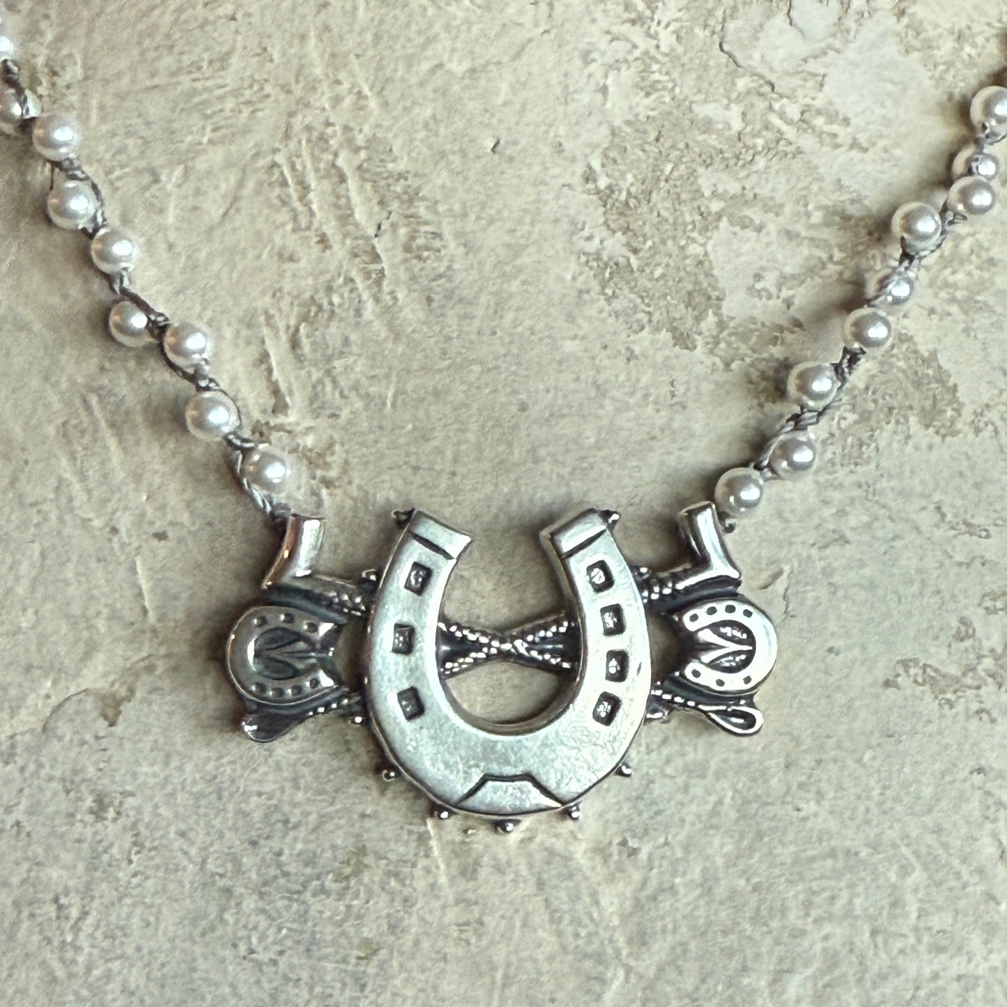 Triple Luck on Pearl Necklace