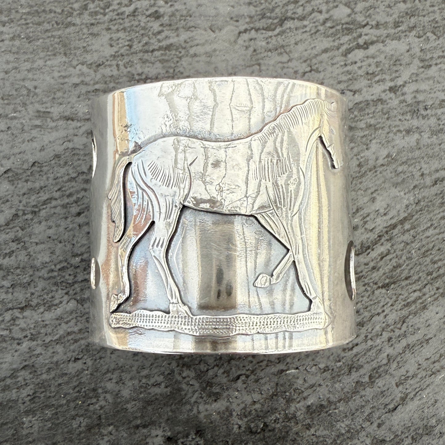 Vintage Engraved Horse Cuff Bracelet